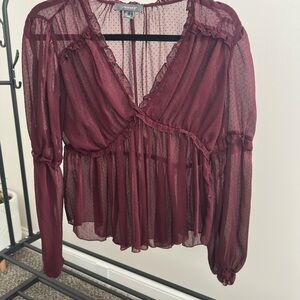Primark Deep Red Sheer Blouse